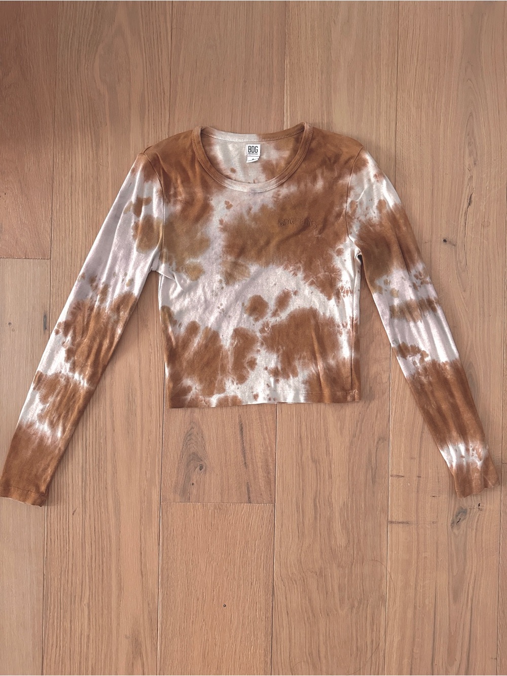 Urban Outfitters BDG Brown, Pink Tie-Dye Long Sleeve Crop Top size S